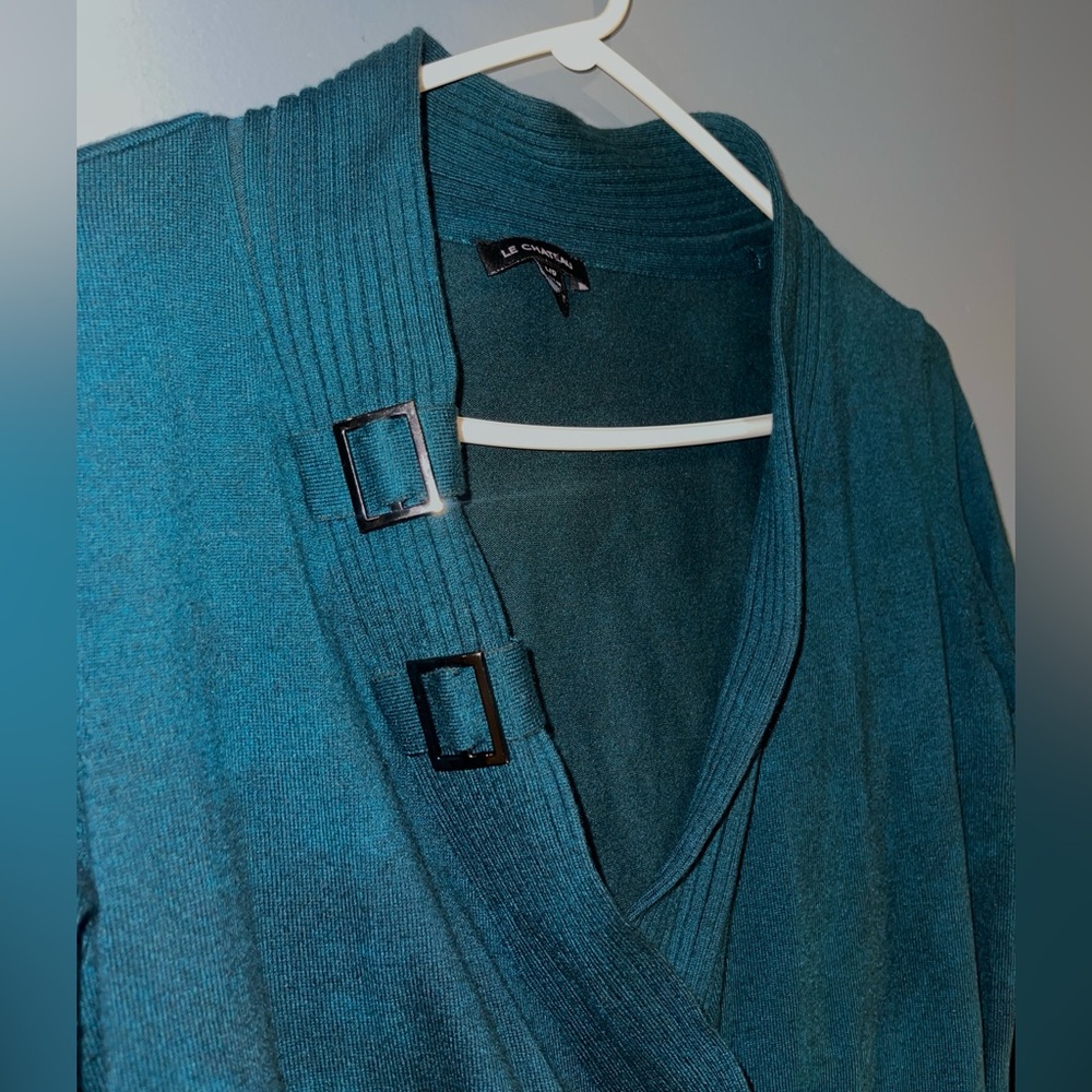 VINTAGE Le Chateau Deep Teal V-Neck Sweater - Picture 3 of 4